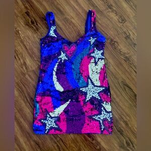 Nasty Gal Sequin Star and Heart Mini Dress, size 6. Brand new, with tags!